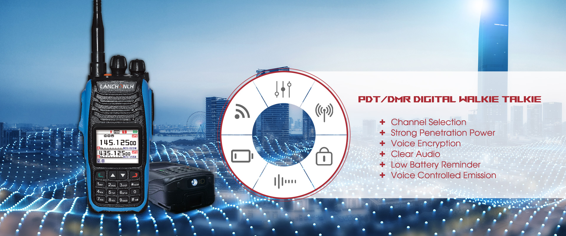 Kalitatezko PDT/DMR Walkie Talkie digitala